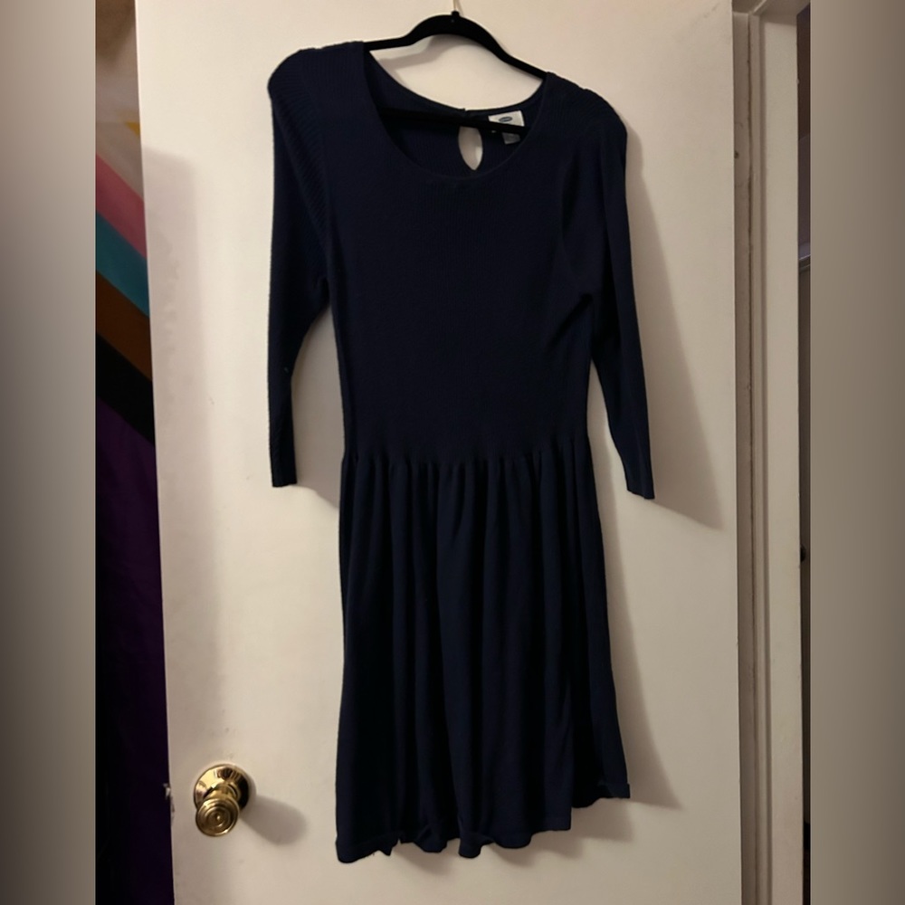 Navy Blue Sweater Dress, XL